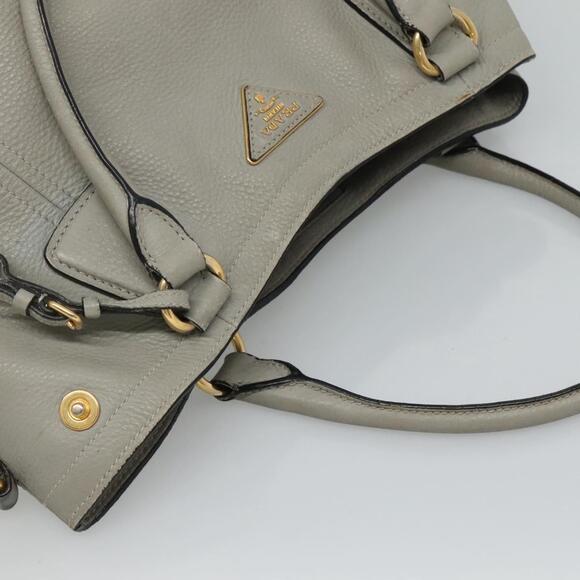 PRADA Hand Bag Leather Gray - Picture 6 of 13